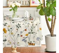 FamHarbor Fleurs Vintage Nappe Ronde Anti Tache et Imperméable, Nappe Table Ronde Style Champêtre, Nappes Polyester Blanc 200x200cm, Résistante et Lavable pour Fête, Cuisine, Salon et Jardin -AAb2