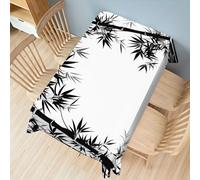 FamHarbor Forêt de Bambou à l'Encre Nappe Rectangulaire Anti Tache et Imperméable, Nappe de Table Bambou Noir et Blanc, Nappes Polyester Style Encre 220x140cm, Résistante et Lavable -AAr30