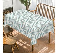 FamHarbor Géométrique Nappe Carrée Anti Tache et Imperméable, Nappe de Table Rayures, Nappes Polyester Bleu 180x180cm, Résistante et Lavable pour Fête, Cuisine, Salon et Jardin -AAc21