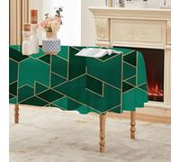 FamHarbor Géométrique Nappe Ovale Anti Taches et Imperméable, Nappe Table Ronde Motif marbre, Nappes Polyester Vert 160x200cm, Résistante et Lavable pour Fête, Cuisine, Salon et Jardin -AAb7