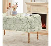 FamHarbor Motif Feuilles Vertes Nappe Ovale Anti Taches et Imperméable, Nappe Table Ronde Botanique, Nappes Polyester Style champêtre 160x200cm, Résistante et Lavable -AAf33