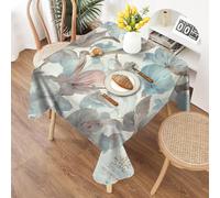 FamHarbor Nappe Carrée Fleurs 180x180cm, Motif Plante, Nappes Imperméables Anti Tache Infroissable Nappe pour Salle à Manger Cuisine Jardin Picnic Exterieur Beige -Ac4