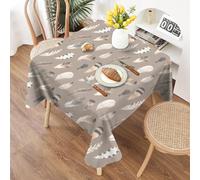 FamHarbor Nappe Carrée Plume 180x180cm, Motif Abstrait, Nappes Imperméables Anti Tache Infroissable Nappe pour Salle à Manger Cuisine Jardin Picnic Exterieur Marron Ab97
