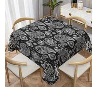 FamHarbor Paisley Nappe Carrée Anti Tache et Imperméable, Nappe de Table Arabesque Vintage, Nappes Polyester Style Vintage 110x110cm, Résistante et Lavable -AAm17