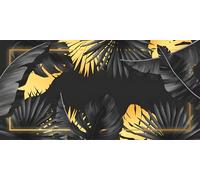 FamHarbor Papier Peint Panoramique Monstera 250cm x 175cm Feuilles de Palmier Intissé Wallpaper Chambre Bureau Décor Motif Personnalisé Décoration Murale Noir -Ad27