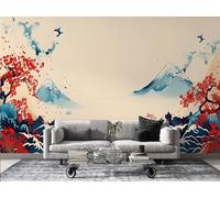 FamHarbor Papier Peint Panoramique Style Japonais 150cm x 105cm Mont Fuji Intissé Wallpaper Chambre Bureau Décor Motif Personnalisé Décoration Murale Beige -Ab95