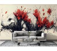FamHarbor Papier Peint Panoramique Style Japonais 300cm x 210cm 3D Intissé Wallpaper Chambre Bureau Décor Motif Personnalisé Décoration Murale Beige,Noir -Ab55