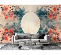 FamHarbor Papier Peint Panoramique Style Japonais 400cm x 280cm Fleurs de Cerisier Intissé Wallpaper Chambre Bureau Décor Motif Personnalisé Décoration Murale Beige -Ab44
