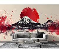 FamHarbor Papier Peint Panoramique Style Japonais 450cm x 300cm Mont Fuji Intissé Wallpaper Chambre Bureau Décor Motif Personnalisé Décoration Murale Beige,Rouge -Ab45