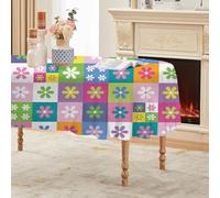 FamHarbor Patchwork Nappe Ovale Anti Taches et Imperméable, Nappe Table Ronde Fleurs Colorées, Nappes Polyester Style Rustique 180x140cm, Résistante et Lavable -AAg29