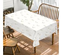 FamHarbor Petite Fleur Beige Nappe Carrée Anti Tache et Imperméable, Nappe de Table Minimaliste, Nappes Polyester Fleur 90x90cm, Résistante et Lavable -AAd7