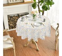 FamHarbor Petites Fleurs Nappe Ronde Anti Tache et Imperméable, Nappe Table Ronde Fleurs Dessin Animé, Nappes Polyester Style Frais 200x200cm, Résistante et Lavable -AAe9