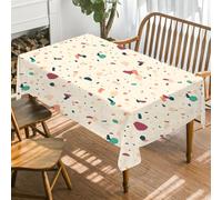 FamHarbor Style Terrazzo Nappe Rectangulaire Anti Tache et Imperméable, Nappe de Table Pois, Nappes Polyester Vintage 200x140cm, Résistante et Lavable -AAd11