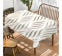 FamHarbor Vague Nappe Carrée Anti Tache et Imperméable, Nappe de Table Géométrique, Nappes Polyester Marron 180x180cm, Résistante et Lavable pour Fête, Cuisine, Salon et Jardin -AAc30