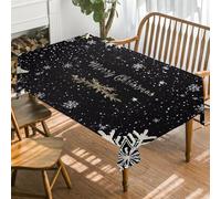 FamHarbor Vintage Nappe Carrée Anti Tache et Imperméable, Nappe de Table Flocon Blanc, Nappes Polyester Noël 140x140cm, Résistante et Lavable -AAd2
