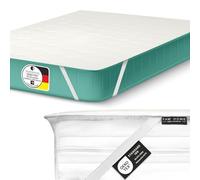FAM'HOME Premium Protège-Matelas 80x200 cm avec Housse en Microfibre Douce hypoallergénique, sur-Matelas Respirant avec 4 Sangles élastiques aux Coins, hygiénique Blanc avec Surface matelassée