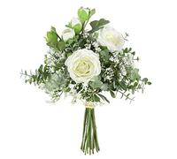 famibay Lot de 2 Fausses Plantes d'eucalyptus Roses pour Arrangement de Fleurs artificielles de Style Bouquet de Mariage et décoration d'intérieur