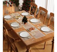 Famibay Lot de 6 chemins de table et sets de table de Noël - Motif flocons de neige dorés - Résistants à la chaleur - Lavables - 30 x 180 cm