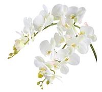 Famibay Orchidée Branche Artificielle Tige Blanche Orchidee Phalaenopsis Fleur pour Mariage 2 Branches