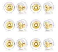 FAMIDIQGO Backs d'oreille sécurisés en or 18 carats pour les goujons, les coussinets d'oreille en silicone pour les boucles d'oreilles et les oreilles droopées, les coussinet