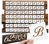 FAMIDIQGO Lot de 62 pochoirs de lettres de l'alphabet de 7,6 cm - Style ferme - Pour artisanat, peinture sur bois, toile, fenêtre