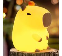 FAMIDUO Veilleuse Capybara, Lampe LED Mignonne et Squishy Nouveauté Animal, Veilleuse Chambre d'Enfant Gradable pour Enfants, Lampe de Chevet Tactile Rechargeable, Cadeaux Bébé Garçons Filles