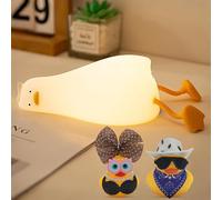 FAMIDUO Veilleuse en forme de canard en silicone à intensité, lampe de nuit LED allongée dans la paix - Jolie lampe de nuit lumineuse - Protection des yeux doux - Lampe de chevet rechargeable