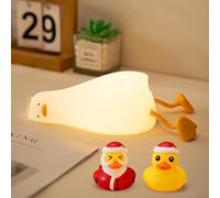 FAMIDUO Veilleuse en forme de canard en silicone à intensité, lampe de nuit LED allongée dans la paix - Jolie lampe de nuit lumineuse - Protection des yeux doux - Lampe de chevet rechargeable