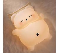 FAMIDUO Veilleuse enfants-Veilleuse bébé ours polaire ronflant avec gradation/minuterie/rechargeable, en silicone alimentaire, cadeau mignon pour enfants(Dimensions : 16,5 x 8,6 x 18 cm)