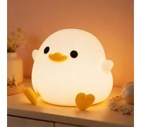 FAMIDUO Veilleuses pour Enfants/Bébé, Cute Canard Lampe de Chevet en Silicon,Luminosité Réglables,Lumière USB Rechargeable,Chambre Décorations, Cadeaux d'anniversaire et de Noël pour Garçon/filles