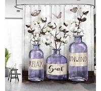 Famiffty Rideau de douche en coton violet 152 x 183 cm