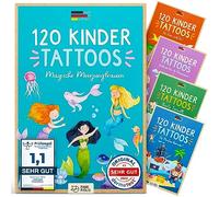 Famifidus 120 Tatouages pour enfants respectueux de la peau I Dermatologiquement TRÈS BIEN I Tatouages pour enfants MADE IN GERMANY I Nos tatouages (Sirène)