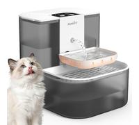 Famifit Fontaine à eau chauffante automatique pour chat 4 L + 2,5 L, batterie 4000 mAh, option eau chaude, contrôle chronométré et mesuré, système d'eau propre, pas de filtre, bol en céramique