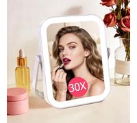 Famihomii Miroir de Maquillage Support Pliable Conçu Portable Table Miroirs | 3000 mAh rechargeable Miroir de Maquillage Éclairé avec 3 Lumières de Couleur, intensité variable, miroir de voyage éclairé