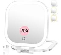 Famihomii Miroir grossissant 1X/10X, Miroir de Maquillage de Voyage Rechargeable avec éclairage, Miroir cosmétique de 7" avec lumière Tricolore et Gradation en continu, Miroir de Voyage Double Face