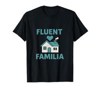 Familia, motif cœur et maison bleu sarcelle T-Shirt