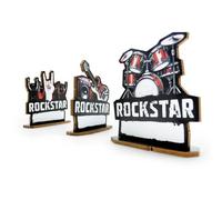 FAMILIACARD das Wow - Plaque nominative pour les fêtes comme anniversaire, mariage, confirmation, les 10 cartes de table design Rockstar en carton de 3 mm, le marque-place souvenir avec effet 3D