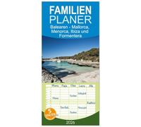 Familienplaner 2026 - Balearen - Mallorca, Menorca, Ibiza und Formentera mit 5 Spalten (Wandkalender, 21 x 45 cm) CALVENDO: Bezaubernder Archipel im Mittelmeer
