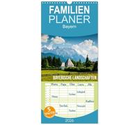 Familienplaner 2026 - Bayerische Landschaften mit 5 Spalten (Wandkalender, 21 x 45 cm) CALVENDO: Schöne Seen und Landschaften in Bayern