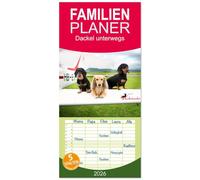 Familienplaner 2026 - Dackel unterwegs mit 5 Spalten (Wandkalender, 21 x 45 cm) CALVENDO: Dackel auf Reisen zu Lande, zu Wasser und in der Luft!