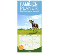 Familienplaner 2026 - Die Kuh macht Muuuh! mit 5 Spalten (Wandkalender, 21 x 45 cm) CALVENDO: Glückliche Kühe auf Wiesen in Niedersachsen