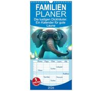 Familienplaner 2026 - Die lustigen Dickhäuter. Ein Kalender für gute Laune mit 5 Spalten (Wandkalender, 21 x 45 cm) CALVENDO: Dieser lustige ... Monate voller fröhlicher Illustrationen.