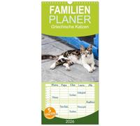 Familienplaner 2026 - Griechische Katzen mit 5 Spalten (Wandkalender, 21 x 45 cm) CALVENDO: Katzen von den Griechischen Inseln