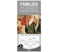 Familienplaner 2026 - Im Stil des Art Nouveau mit 5 Spalten (Wandkalender, 21 x 45 cm) CALVENDO: Die Lebensweise von Männern im Jugendstil war geprägt ... Eleganz, Kunstsinn und Naturverbundenheit.