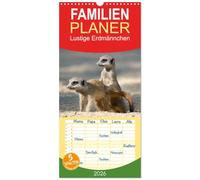 Familienplaner 2026 - Lustige Erdmännchen mit 5 Spalten (Wandkalender, 21 x 45 cm) CALVENDO: Lustige Fotos von jungen Erdmännchen