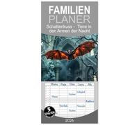 Familienplaner 2026 - Schattenkuss - Tiere in den Armen der Nacht mit 5 Spalten (Wandkalender, 21 x 45 cm) CALVENDO: Eine Welt voller Magie und Mystic für Liebhaber des Gothic- und Fantasy-Stils