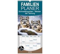 Familienplaner 2026 - Schneeleoparden - Meister der Tarnung mit 5 Spalten (Wandkalender, 21 x 45 cm) CALVENDO: Lautlose Jäger in Asiens Hochgebirge