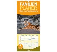 Familienplaner 2026 - Tiger von Ranthambore mit 5 Spalten (Wandkalender, 21 x 45 cm) CALVENDO: Wilde Raubkatzen hautnah