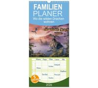 Familienplaner 2026 - Wo die wilden Drachen wohnen mit 5 Spalten (Wandkalender, 21 x 45 cm) CALVENDO: Fantasylandschaften vom Feinsten