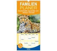 Familienplaner 2026 - Zauberhafte Aquarelle von Afrikas Tierwelt mit 5 Spalten (Wandkalender, 21 x 45 cm) CALVENDO: Kunstwerke der Künstlichen Intelligenz